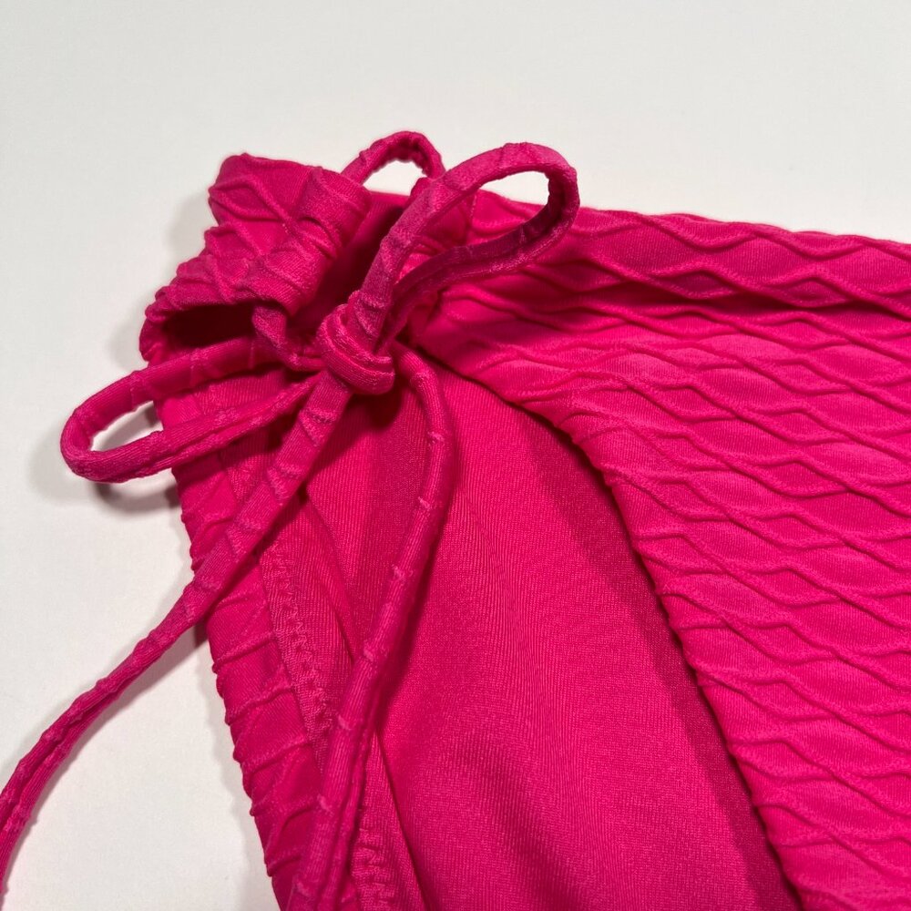 Victoria Secret Small S Bikini Bottom Classic DOUBLE Side Tie Textured Pink - Picture 5 of 6